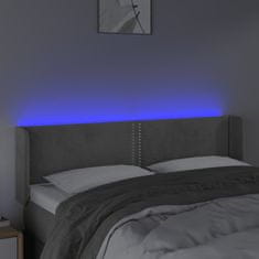 Vidaxl LED posteljno vzglavje svetlo sivo 147x16x78/88 cm žamet