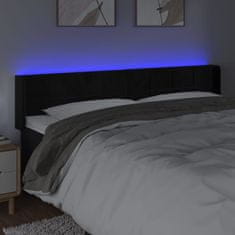 Vidaxl LED posteljno vzglavje črno 183x16x78/88 cm žamet