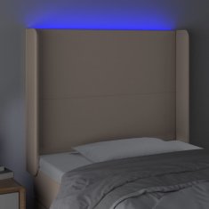 Vidaxl LED posteljno vzglavje kapučino 103x16x118/128 cm umetno usnje