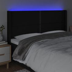 Vidaxl LED posteljno vzglavje črno 163x16x118/128 cm blago