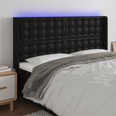 Vidaxl LED posteljno vzglavje črno 183x16x118/128 cm umetno usnje