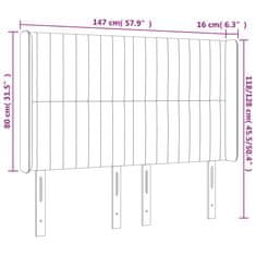 Vidaxl LED posteljno vzglavje modro 147x16x118/128 cm blago