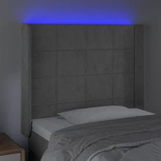 Vidaxl LED posteljno vzglavje svetlo sivo 93x16x118/128 cm žamet