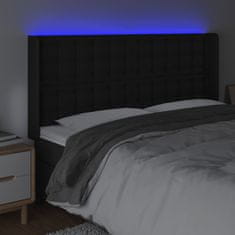 Vidaxl LED posteljno vzglavje črno 203x16x118/128 cm umetno usnje