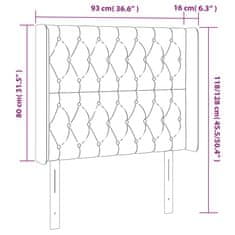 Vidaxl LED posteljno vzglavje svetlo sivo 93x16x118/128 cm blago