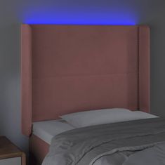 Vidaxl LED posteljno vzglavje roza 93x16x118/128 cm žamet