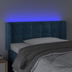 Vidaxl LED posteljno vzglavje temno modro 103x16x78/88 cm žamet