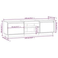 Vidaxl TV omarica medeno rjava 140x35x40 cm trdna borovina