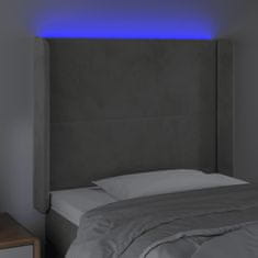 Vidaxl LED posteljno vzglavje svetlo sivo 83x16x118/128 cm žamet