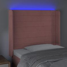 Vidaxl LED posteljno vzglavje roza 83x16x118/128 cm žamet