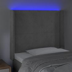 Vidaxl LED posteljno vzglavje svetlo sivo 83x16x118/128 cm žamet