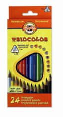 Koh-i-Noor TRIOCOLOR barvice trikotne tanke (mehko črnilo) komplet 24 v papirnati škatli