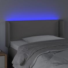 Vidaxl LED posteljno vzglavje sivo 83x16x78/88 cm umetno usnje