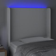 Vidaxl LED posteljno vzglavje belo 83x16x118/128 cm umetno usnje