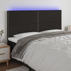Vidaxl LED posteljno vzglavje črno 160x5x118/128 cm blago