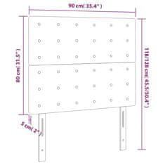 Vidaxl LED posteljno vzglavje sivo 90x5x118/128 cm umetno usnje