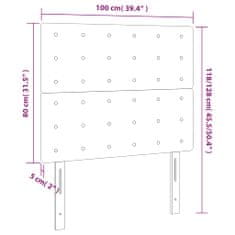 Vidaxl LED posteljno vzglavje črno 100x5x118/128 cm blago