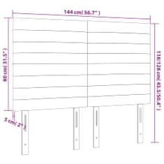 Vidaxl LED posteljno vzglavje modro 144x5x118/128 cm blago