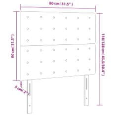 Vidaxl LED posteljno vzglavje temno sivo 80x5x118/128 cm blago