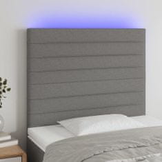 shumee vidaXL LED posteljno vzglavje temno sivo 90x5x118/128 cm blago