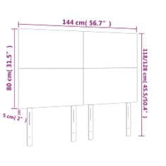 Vidaxl LED posteljno vzglavje temno sivo 144x5x118/128 cm blago