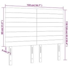 Vidaxl LED posteljno vzglavje temno sivo 144x5x118/128 cm žamet