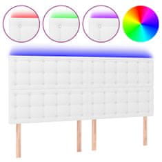 Vidaxl LED posteljno vzglavje belo 200x5x118/128 cm umetno usnje