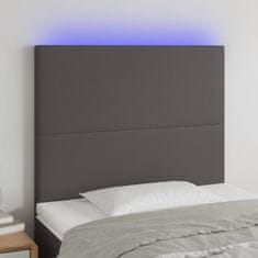 shumee vidaXL LED posteljno vzglavje sivo 90x5x118/128 cm umetno usnje