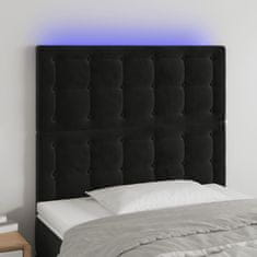 Vidaxl LED posteljno vzglavje črno 100x5x118/128 cm žamet