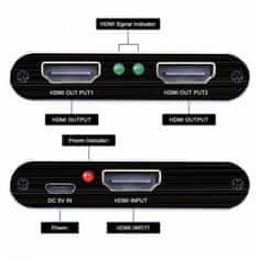 Northix 1x2 HDMI razdelilnik - 3D / 1080p / 4K 