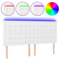 Vidaxl LED posteljno vzglavje belo 180x5x118/128 cm umetno usnje