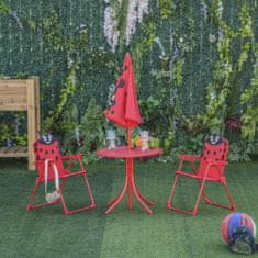 OUTSUNNY vrtna miza z 2 zložljivima stoloma in otroškim dežnikom iz kovine in
poliestra, rdeča