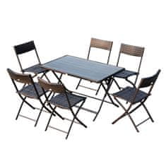 OUTSUNNY Outsunny Set vrtne mize in stolov 7 kosov Vrtna miza s 6 zložljivimi stoli Zunanje pohištvo iz poliratana