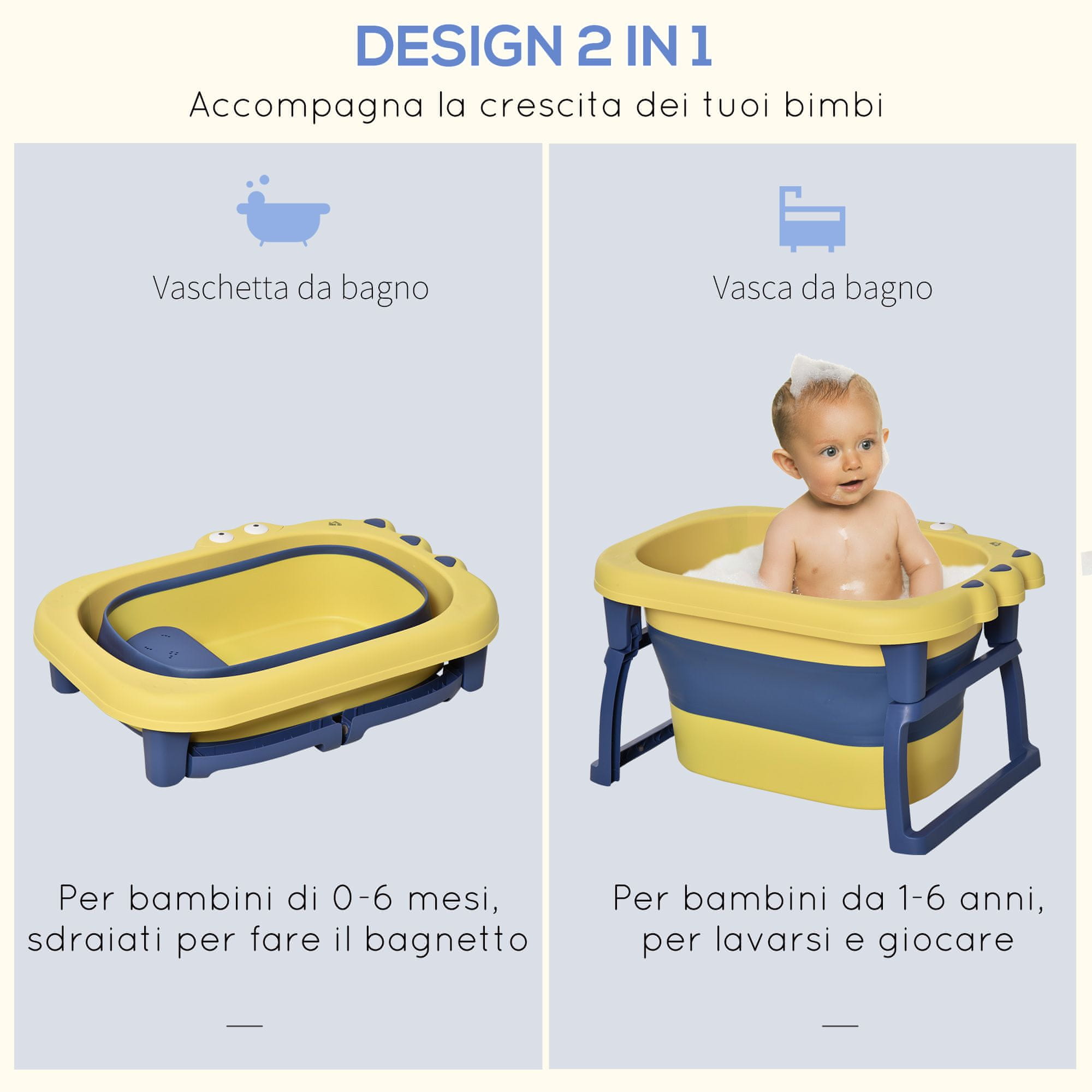 Vaschetta Bagnetto per Bambini 80x53,9x20,8 cm Antiscivolo