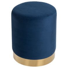 HOMCOM pouf design okrogla, modra cilindrična podloga za noge z zlato podlago in oblazinjenim sedežem, dom/trgovina, ф 3 6 x 4 2 c m -
m a x 120kg