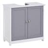 KLEANKIN Kleankin U-Cut kopalniška omarica pod umivalnik, omarica z 2 vratci in nastavljivo polico iz MDF, 60x30x60cm, belo siva