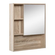 KLEANKIN Kleankin Zrcalna omarica z nastavljivo polico, stenska, hrastova barva, 60 x 15 x 76cm