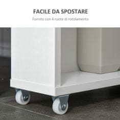 KLEANKIN kleankin 13 cm ozek kopalniški voziček za shranjevanje, predalnik s policami in 4 kolesi iz belega lesa 50x13x67,5 cm