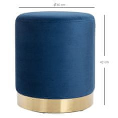 HOMCOM pouf design okrogla, modra cilindrična podloga za noge z zlato podlago in oblazinjenim sedežem, dom/trgovina, ф 3 6 x 4 2 c m -
m a x 120kg