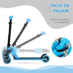 HOMCOM HOMCOM otroški skuter z dvema aluminijastima kolesoma, zložljiv skuter z nastavljivo višino za otroke od 3 do 8 let, modri
