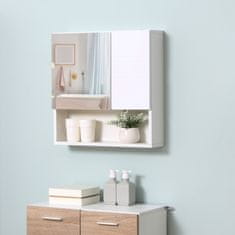 KLEANKIN Kleankin omarica z ogledalom za kopalnico, stenska viseča omarica za kopalnico, 54x15x55cm, bela