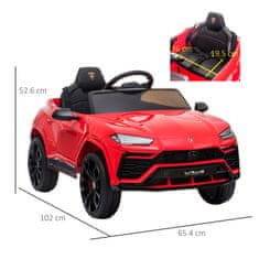 HOMCOM HOMCOM Otroški električni avtomobil Lamborghini 12V, 2 hitrosti 3-5 km/h, daljinski upravljalnik in vtičnica USB, rdeč, 105x65x52cm