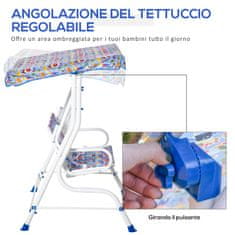 OUTSUNNY Dvosedežna otroška vrtna gugalnica z varnostnim pasom in nadstreškom, 110
x 70 x 110 cm
