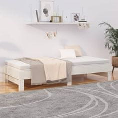 Vidaxl Izvlečna dnevna postelja bela 2x(80x200) cm trdna borovina