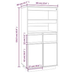 Vidaxl Visoka omara 60x40x116,5 cm trdna borovina