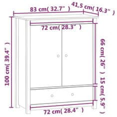 Vidaxl Visoka omarica medeno rjava 83x41,5x100 cm trdna borovina