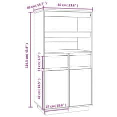 Vidaxl Visoka omara siva 60x40x116,5 cm trdna borovina