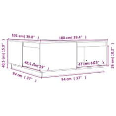 Vidaxl Klubska mizica bela 100x101x40,5 trdna borovina