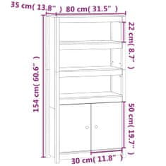 Vidaxl Visoka omara 80x35x154 cm trdna borovina