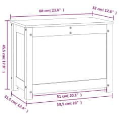 Greatstore Škatla za shranjevanje rjava 60x32x45,5 cm trdna borovina